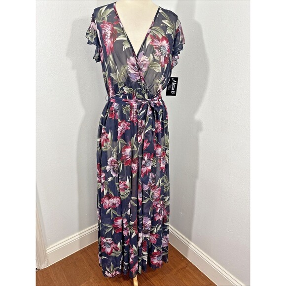 Alexa B Nites Maxi Dress Womens 8‎ Empire Surplice Feminine Summer Resort Flowy - Picture 1 of 12